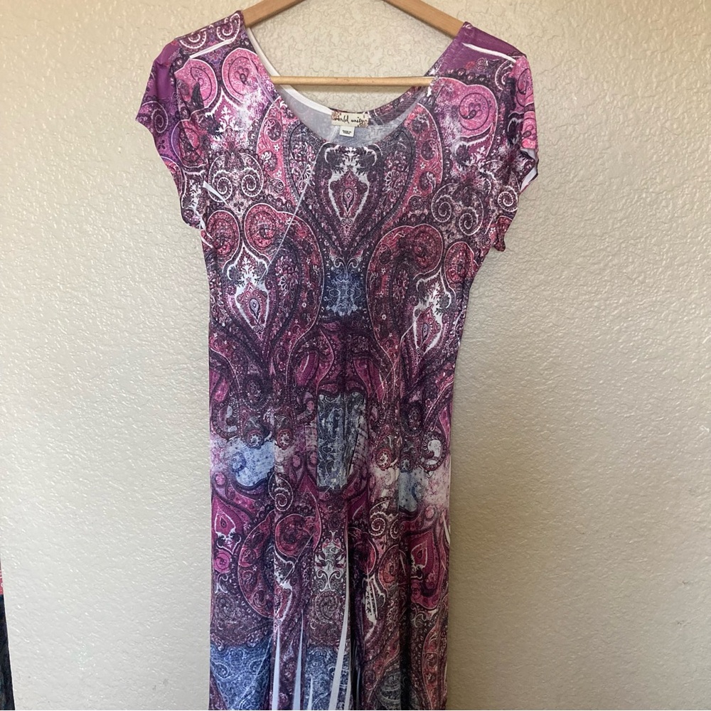 World Unity Casual Soft And Comfy paisley maxi dress Purple And Pink Size Small